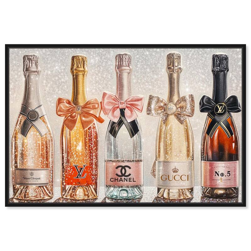 Champagne Bottles Glitz Canvas by Art Remedy - Black - 45" x 30"