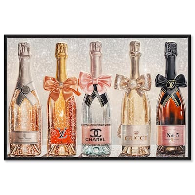 Champagne Bottles Glitz Canvas by Art Remedy