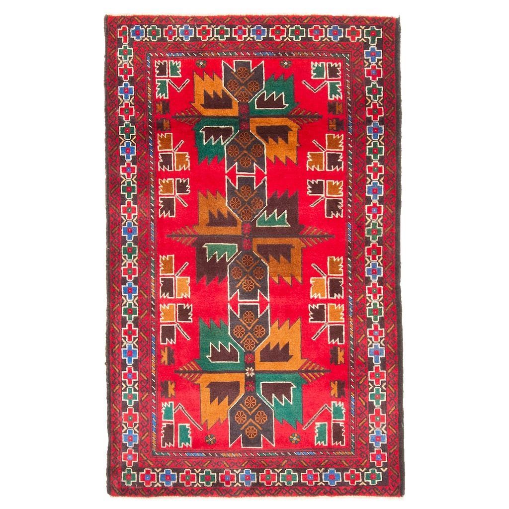 ECARPETGALLERY Hand-knotted Teimani Red Wool Rug - 2'10 x 4'7