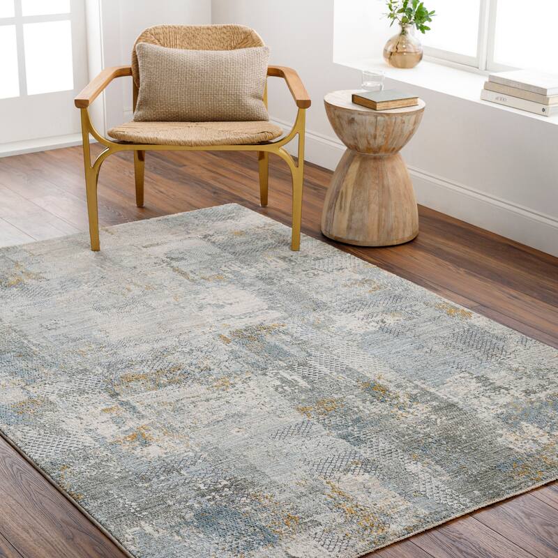 Bauer Mid-Century Modern Area Rug - Taupe/Blue - 9' x 12' 2"