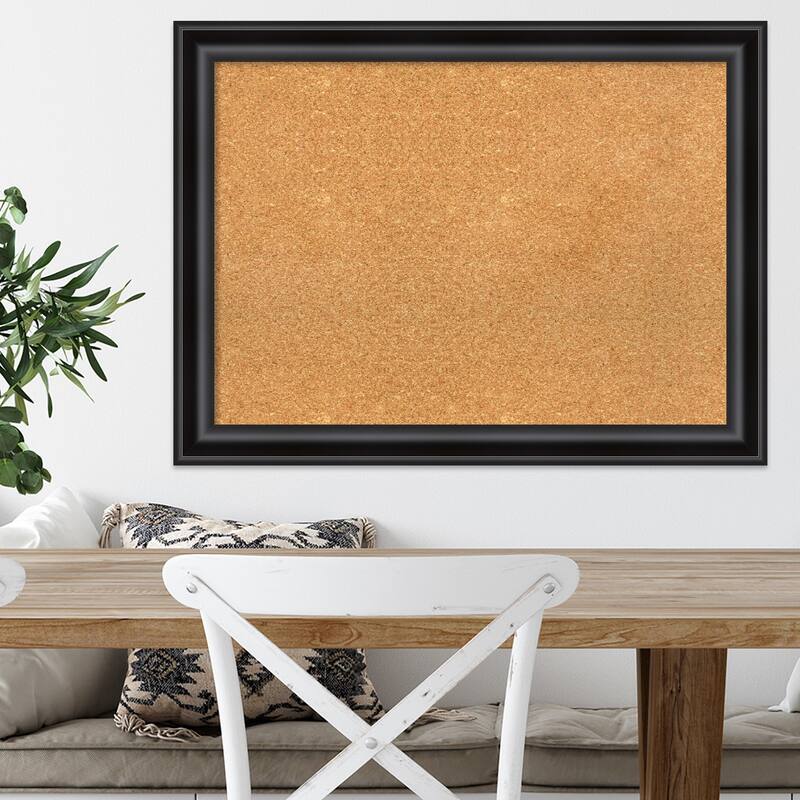 Grand Black Narrow Framed Cork Bulletin Memo Board