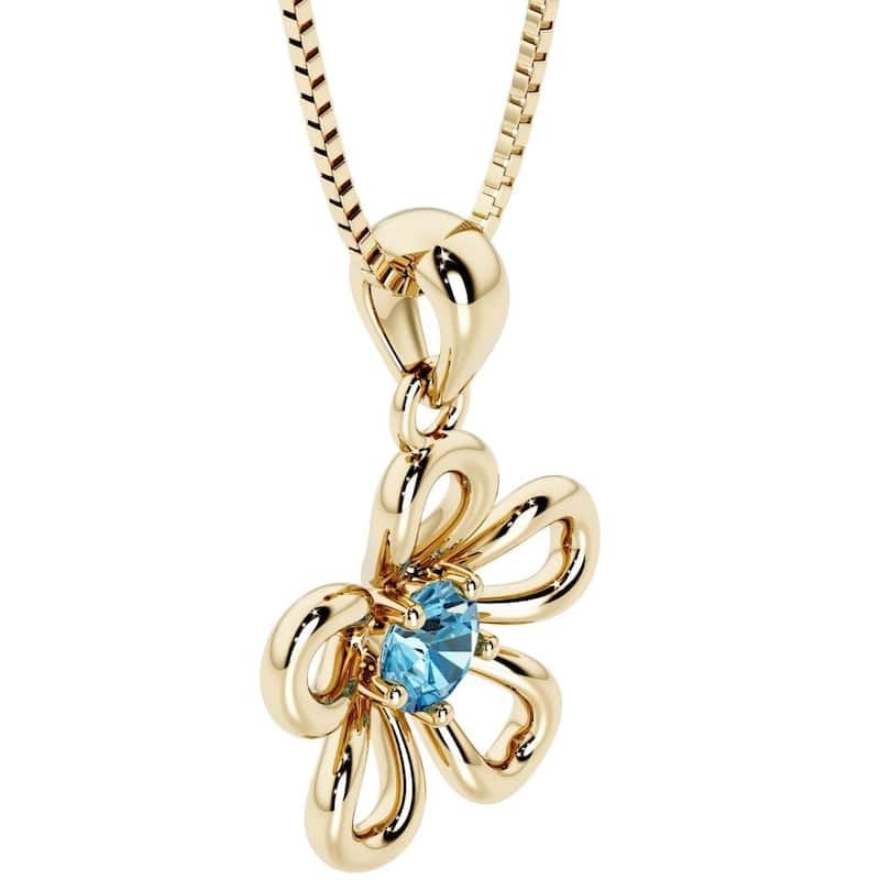 Oravo Gold Plated Sterling Silver Gemstone Flower Pendant