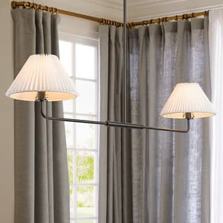 2-Light Modern Gold & Black Linear Pleated Fabric Pendant Kitchen Island Light