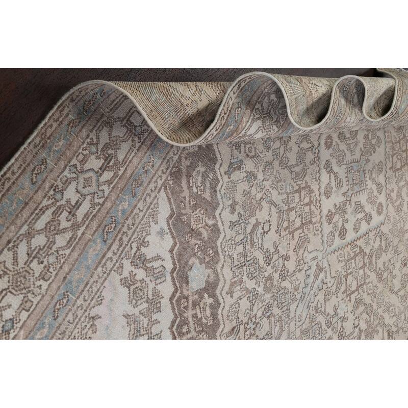 Muted Traditional Geometric Hamedan Persian Area Rug Wool Handmade - 6'10" x 9'9"
