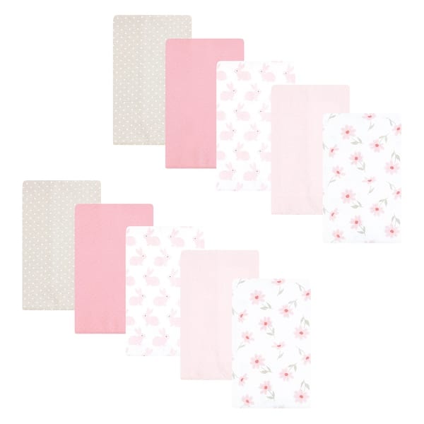 slide 1 of 1, Hudson Baby Infant Girl Flannel Burp Cloth 10pk, Pink Honey Bunny, One Size - Pink Honey Bunny 10 Pack - One Size One Size - Pink Honey Bunny 10 Pack