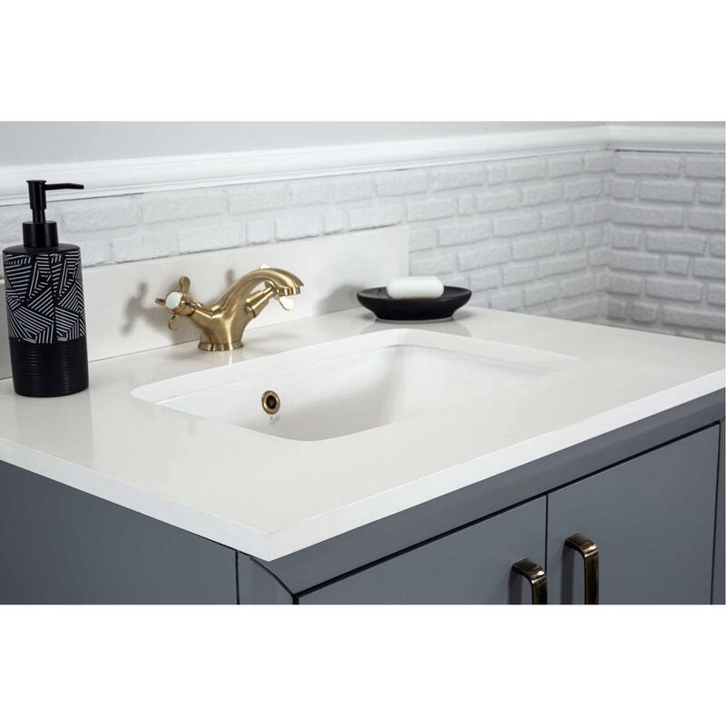 Fabia 30'' Free-standing Single Bathroom Vanity with Quartz Vanity Top & Mirror