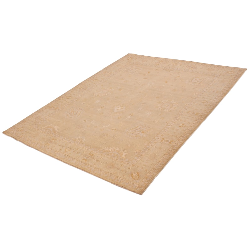 ECARPETGALLERY Hand-knotted Peshawar Oushak Khaki Wool Rug - 8'0 x 9'8