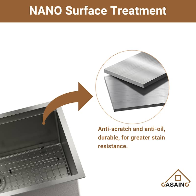 Undermount Nano Brushed Stainless Steel Workstation Kitchen Sink with Sensor-Activated Kitchen Faucet and Accessories