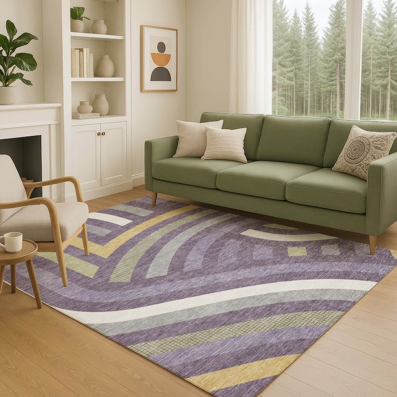 Machine Washable Indoor/ Outdoor Modern Jalen Chantille Rug