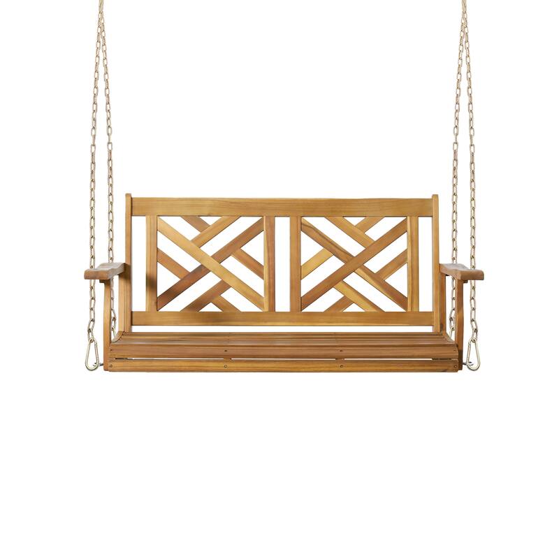 Alejandro Acacia Wood Porch Swing - 49" Teak Outdoor Swing with 800lb Capacity