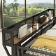 preview thumbnail 14 of 15, Full Size Metal Loft Bed with Desk and Charging Station, Stairs & Light for Kids Teens, Black