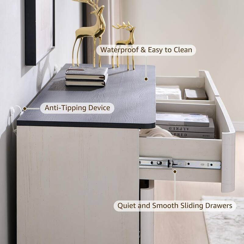 Modern 8 Drawer Dresser for Bedroom, Handle-less Wooden Dressers