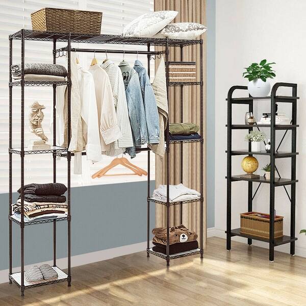Shop Gymax Expandable Hanging Storage Organizer Clothes Rack