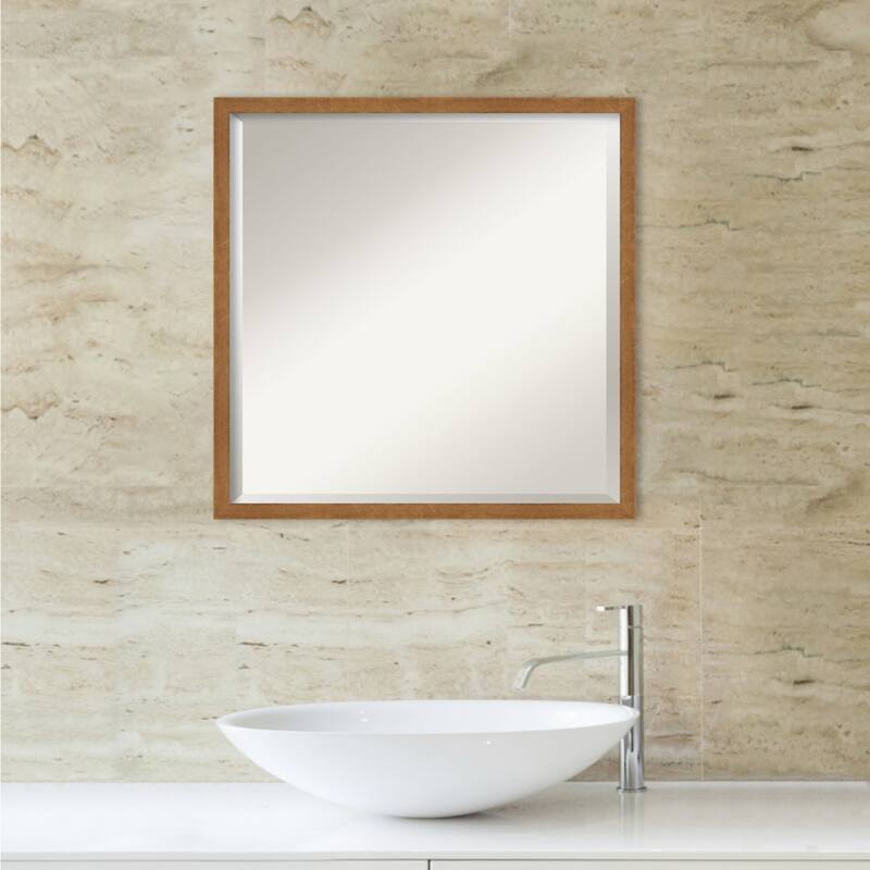 Beveled Wood Bathroom Wall Mirror - Carlisle Blonde Narrow Frame - Carlisle Blonde Narrow