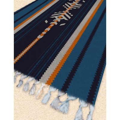 SOUTH BLUE Beach Blanket with Tassels By Kavka Designs - 38 x 80