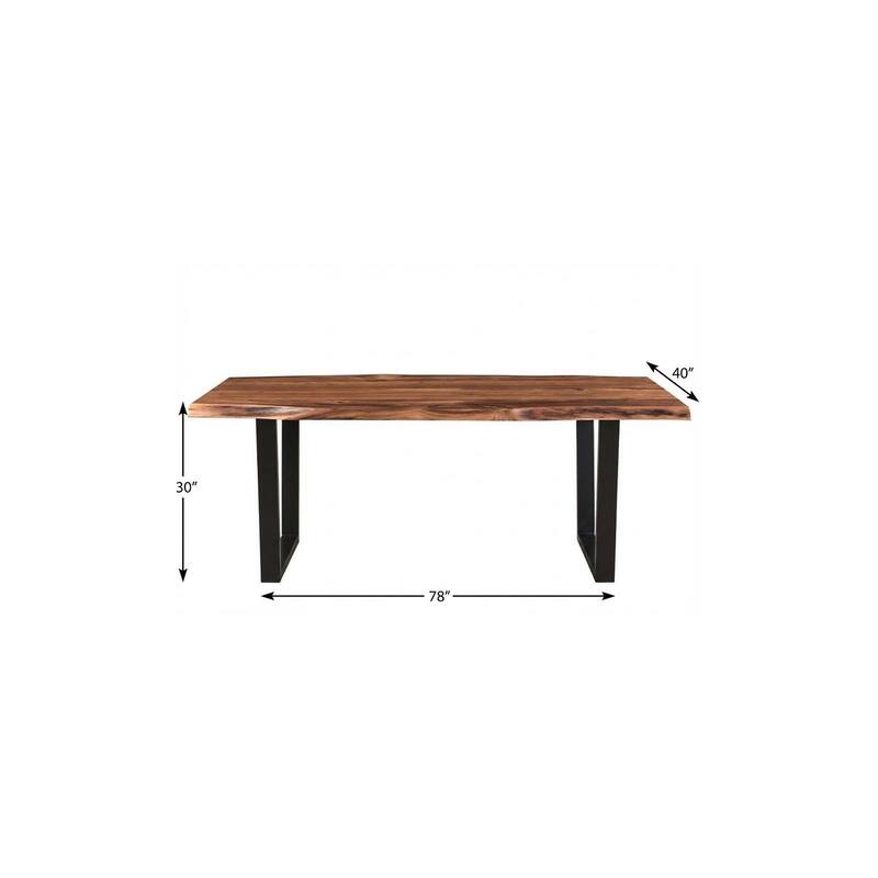 HomeRoots 78" Brown And Black Solid Wood And Metal Dining Table - 78.00 in. x 30.00 in. x 40.00 in.