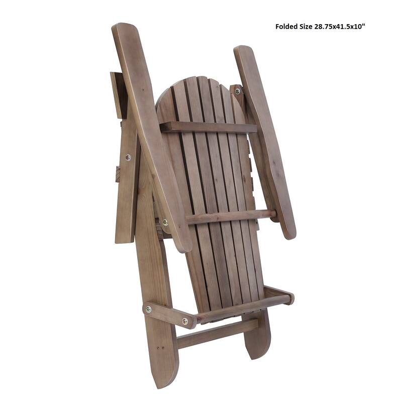 Grand Collection Folding Large Size Adirondack Chair Pine Wood, Dark Brown