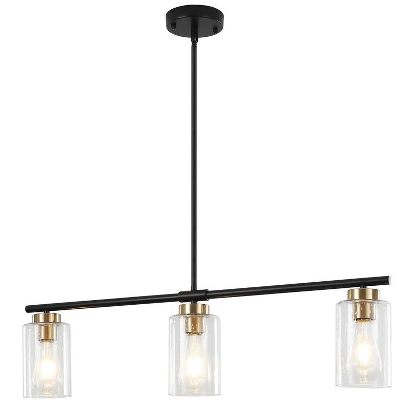 Modern Linear Ceiling Hanging Pendant Light With Adjustable Height for Living Room, Foyer