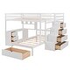preview thumbnail 3 of 33, Modern Full Over Twin Bunk Bed With Desk,Drawers and Shelves,Storage-Savy Design