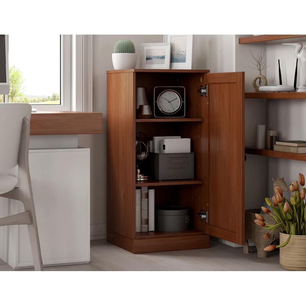 Palace Imports 100% Solid Wood 3-Shelf Bookcase with Shaker Door and Adjustable Shelves