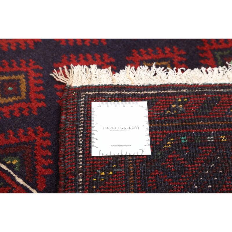 ECARPETGALLERY Hand-knotted Baluch Dark Navy, Red Wool Rug - 3'3 x 6'4