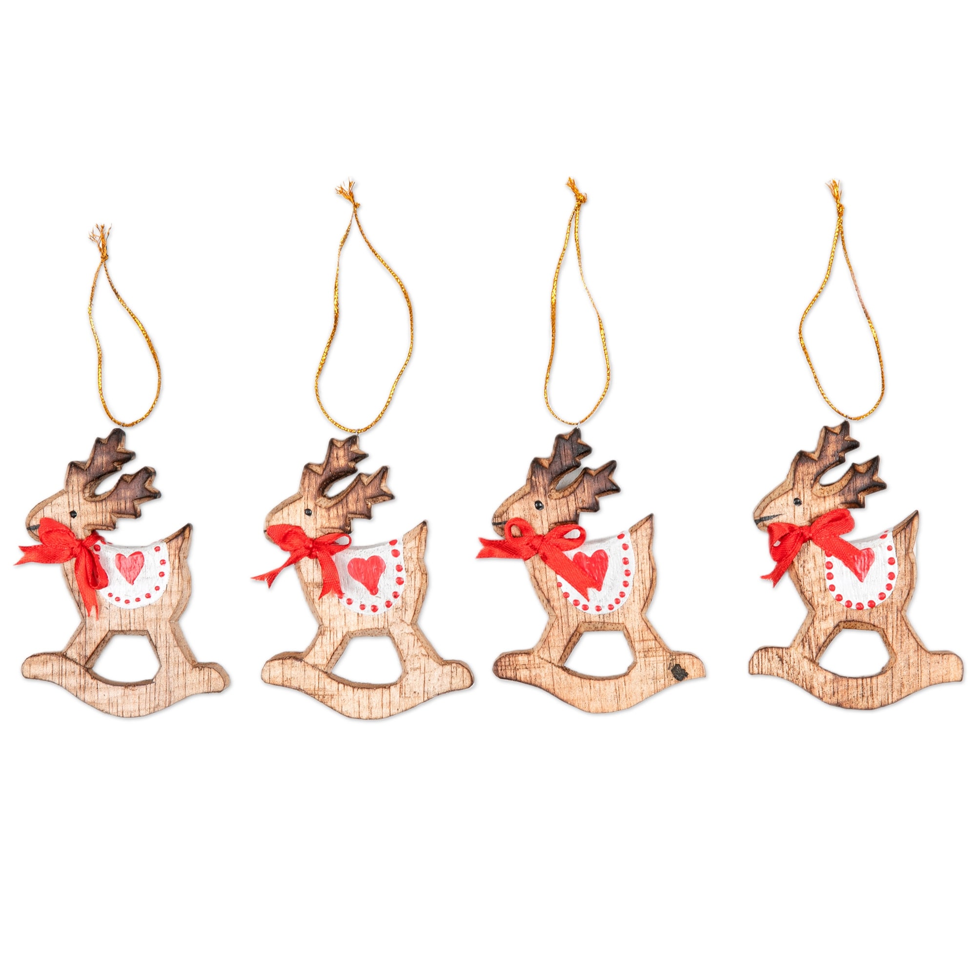 Novica Handmade Adorable Deer Wood Holiday Ornaments (Set Of 4)