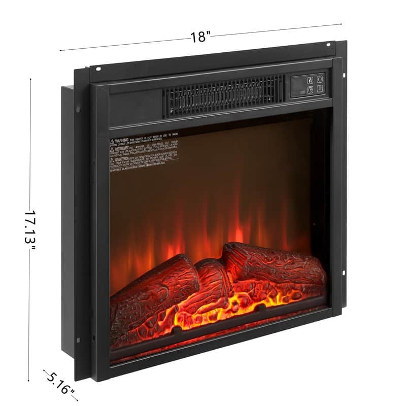 Electric Fireplace Insert with Remote Control, Ultra Thin Heater & Realistic Log Set