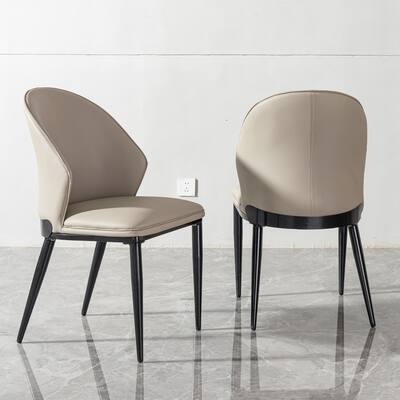 Dining Chair With Unique Design Backrest Set Of 2,Metal Legs