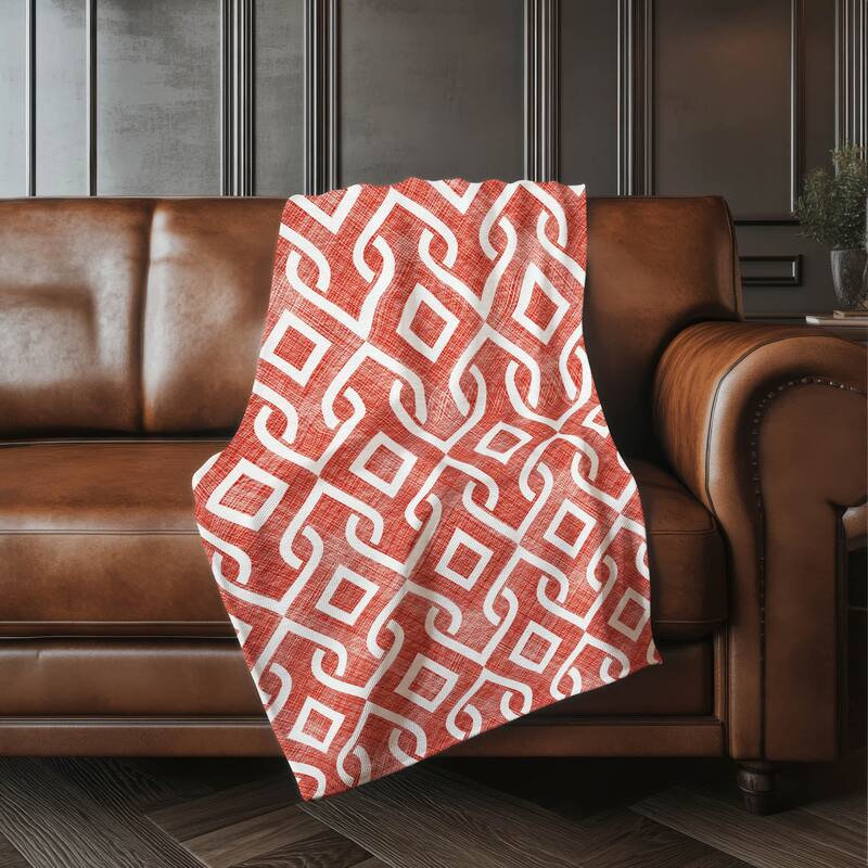 Premium Machine Washable Modern Scroll Sherpa Throw Blanket - Red - 4'2" x 5'10"