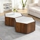 preview thumbnail 17 of 28, Christopher Knight Home Hexagonal Rustic Retro Wood Coffee Table with Marble Tops and Drawers