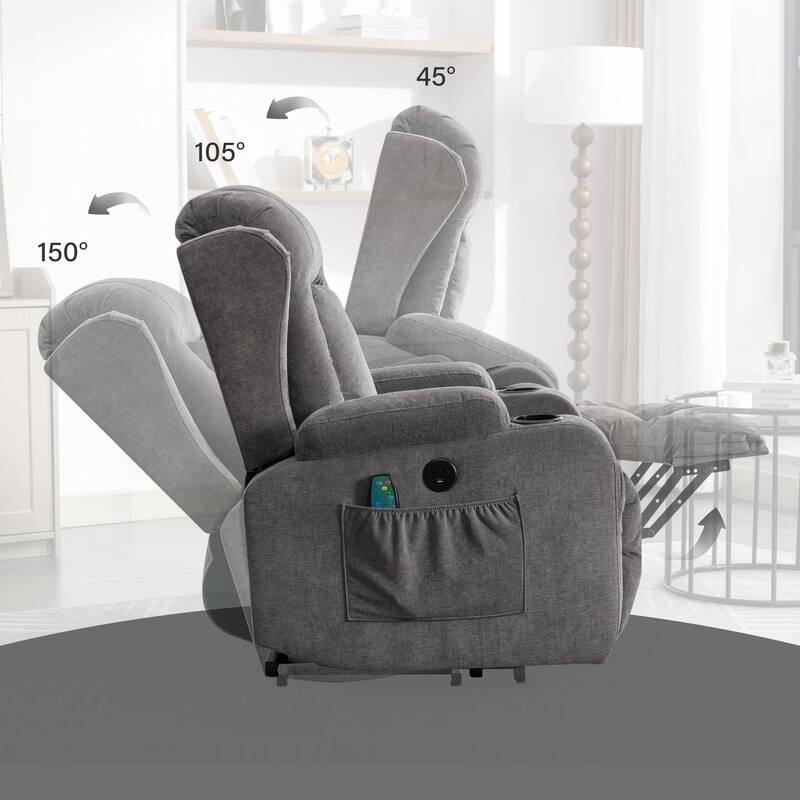 Power Lift Recliners for Elderly with Heat and Massage Recliner Chair with Infinite Position and Side Pocket,USB Charge Port
