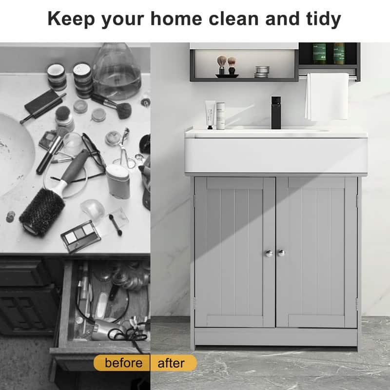 Modern Pedestal Under Sink Storage Bathroom Vanity Cabinet