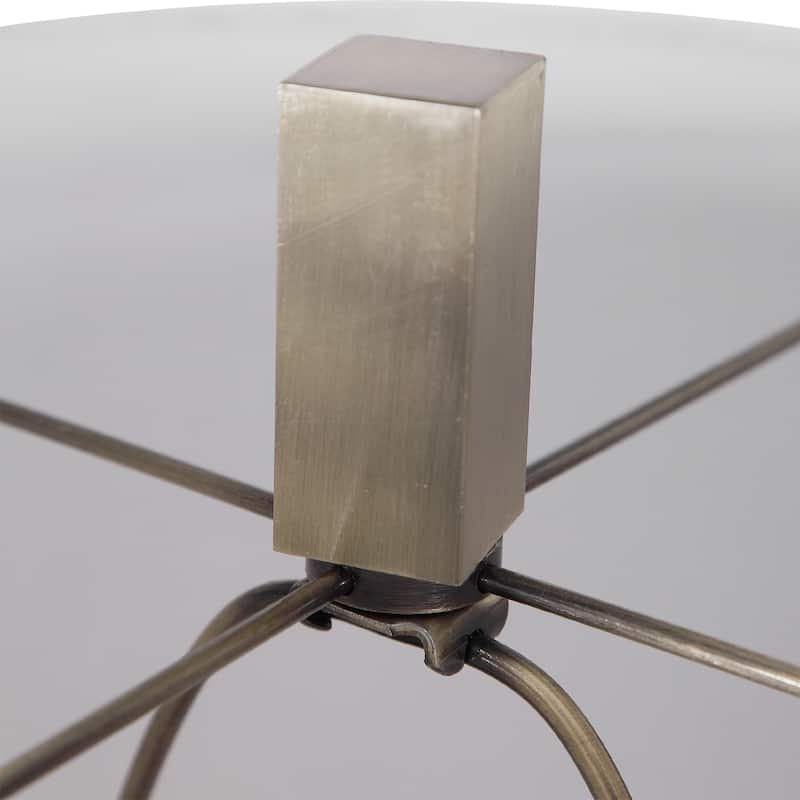 Geometric Crackled Glaze Table Lamp with Tapered Drum Shade - 34" - Gray