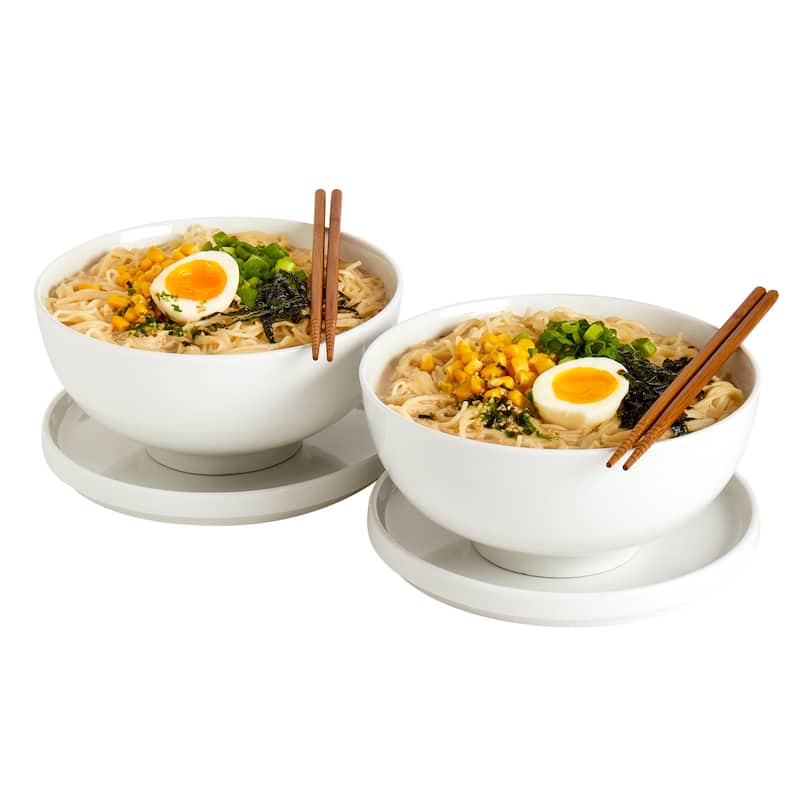 Infuse 8pc Ramen Bowl Set with Lid/Plate and Chopsticks White