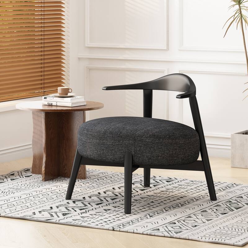 Black Modern 27.5" Accent Chair with High-Density Reflex Foam Frame for Living Room