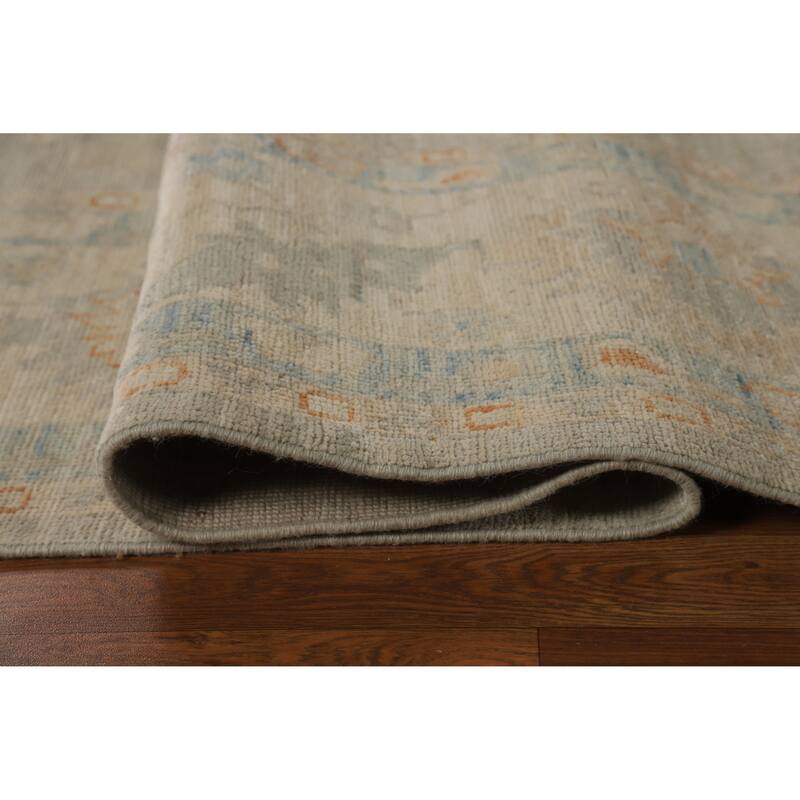 Hand Knotted Oriental 100% Wool Carpet Transitional All-Over Greys & Charcoal Oushak Area Rug - 11' 7'' X 8' 11''