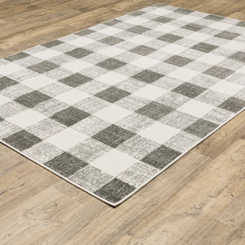 Arwen Distressed Gingham Plaid Area Rug