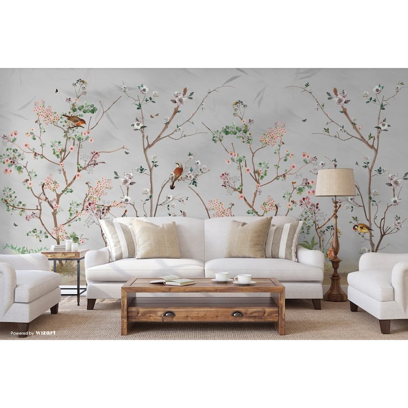 Hand-Painted Serene Floral Symphony Wallpaper Mural