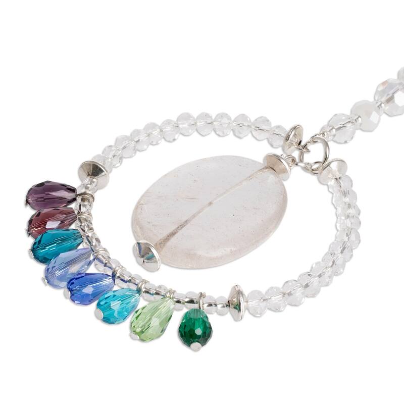 Novica Handmade Mystic Peace Ring Crystal And Glass Beaded Suncatcher