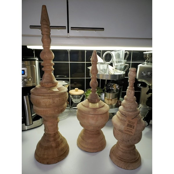 Carved Mango Wood Finials, Assorted Sizes
