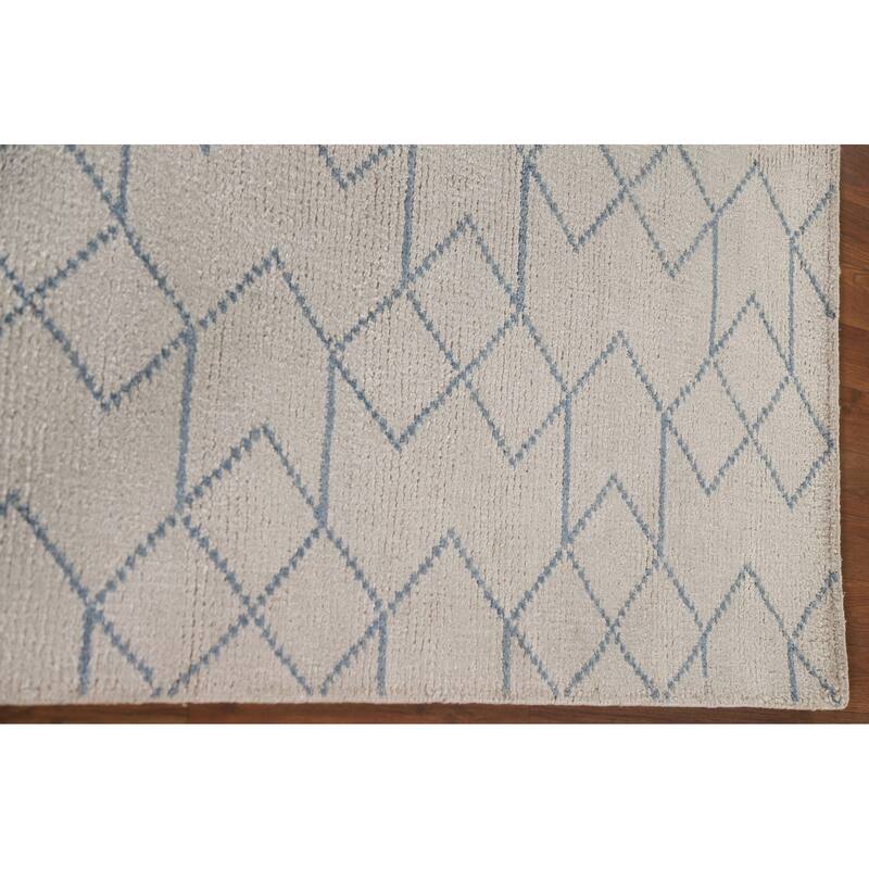 All-Over Trellis Moroccan Oriental Area Rug Hand-Knotted Wool Carpet - 5'1"x 8'0"