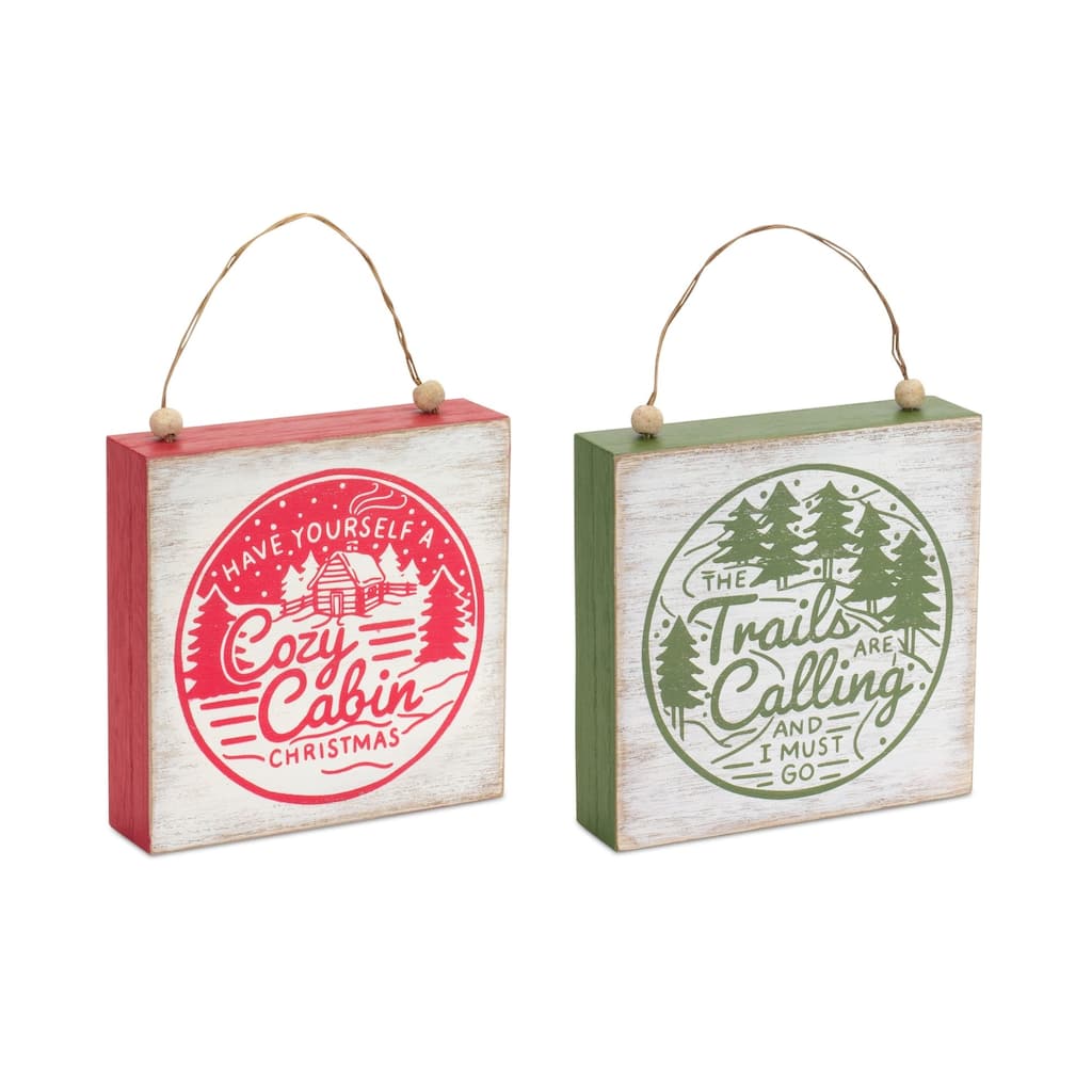 Set of 4 Cabin and Trails Christmas Ornaments Sign 9"