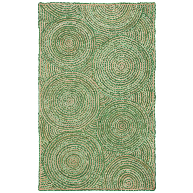 SAFAVIEH Handmade Cape Cod Eulogia Coastal Jute Rug - 9' x 12' - Green/Natural