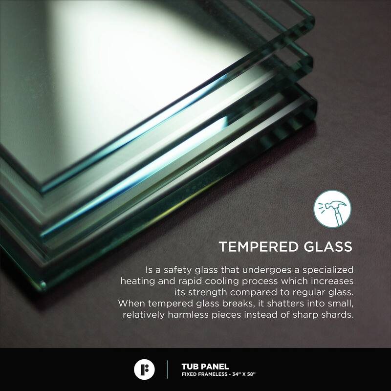 Frameless Fixed Tub Clear Tempered Shower Glass Panel