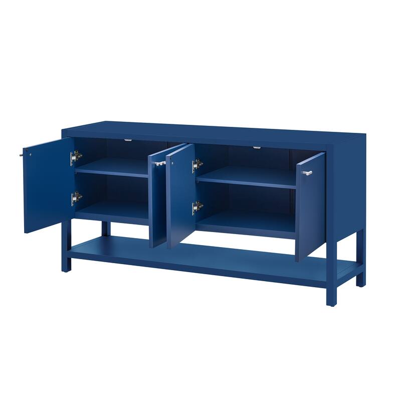 Living Room Storage Entryway Console Table with 4 Door and Open Shelf