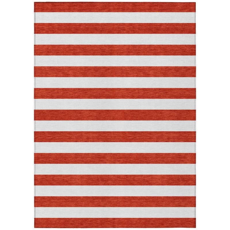 Machine Washable Indoor/ Outdoor Cabana Striped Chantille Rug