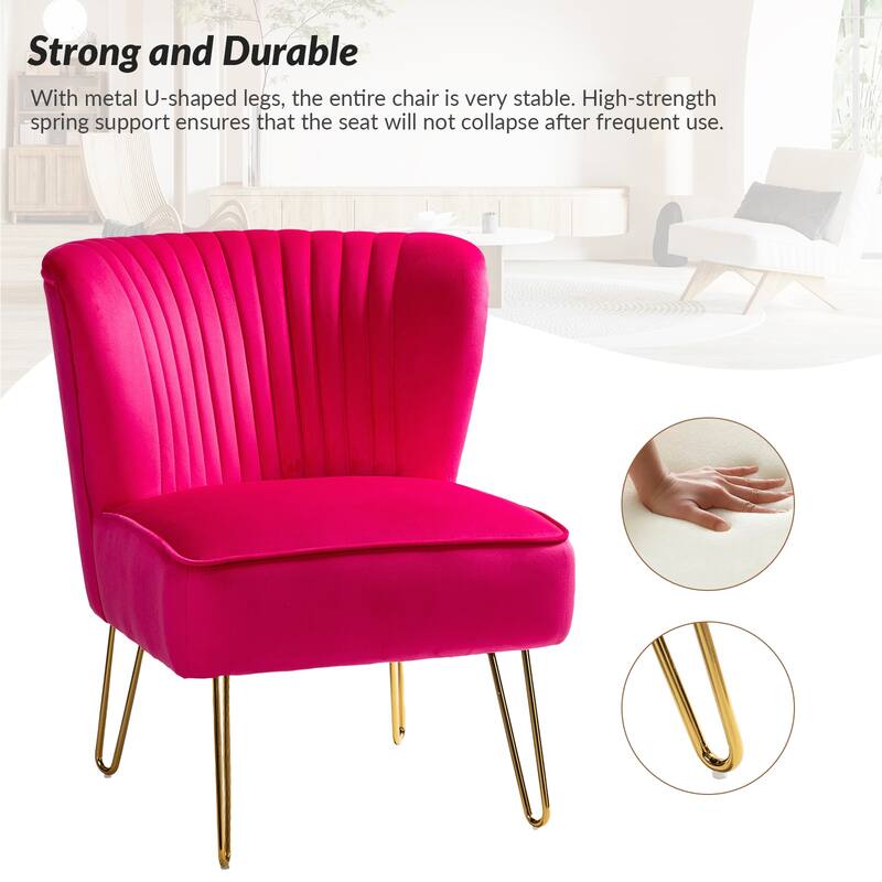 Barto Modern Velvet Tufted Side Chair with Golden Legs by HULALA HOME