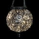 Exhart Solar Round Glass and Metal Hanging Lantern with 15 LED Fairy Firefly String Lights, 7 by 21 Inches