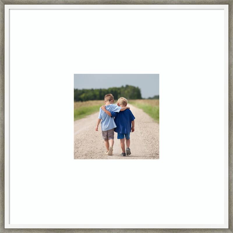 Lucie Black Framed Picture Frame, Photo Frame - 20x20 Matted White 8x8 - Lucie Silver White