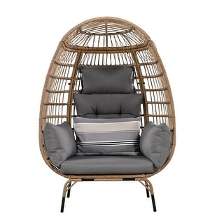 Wicker Egg-shaped Chair with Removable Cushion